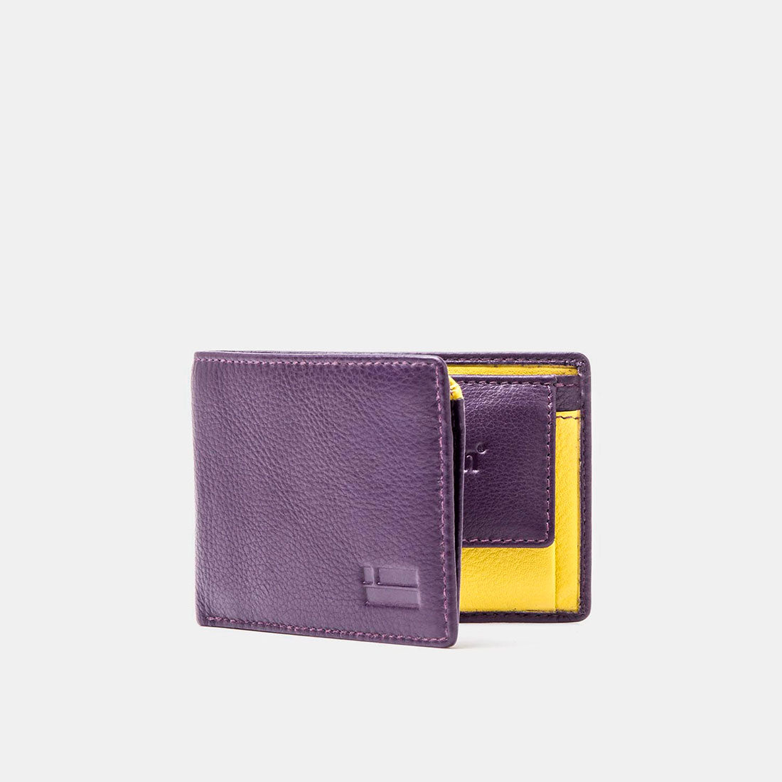 Purple / Yellow Leather Wallet
